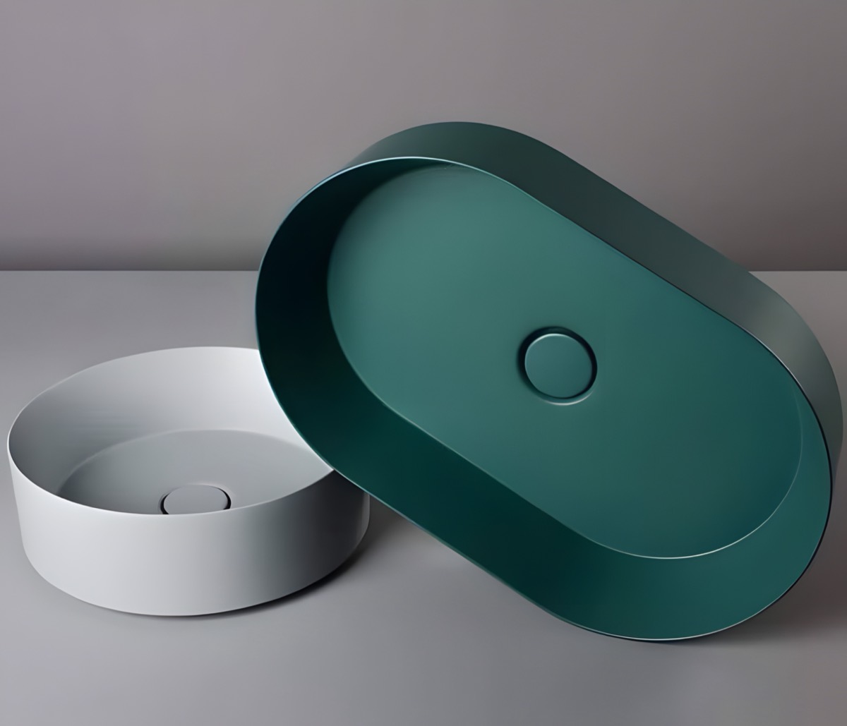 Lavabo da appoggio ovale in ceramica verde